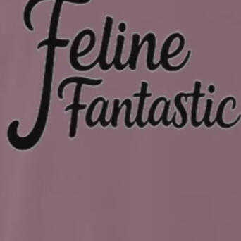 Berry Feline Fantastic long-sleeve shirt with a natural band of Berry fabric above the complete black cat silhouette and flowing lettering.